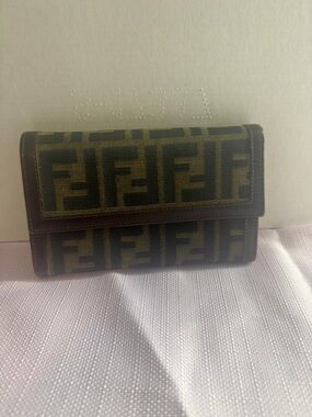Fendi Brown and Black FF Logo Continental Wallet